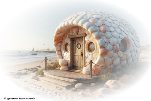 ein muschelhaus am strand (4)