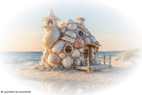 ein muschelhaus am strand