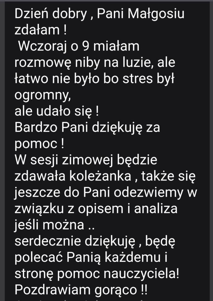 Opinia 1 - Rozmowa kwalifikacyjna i wniosek