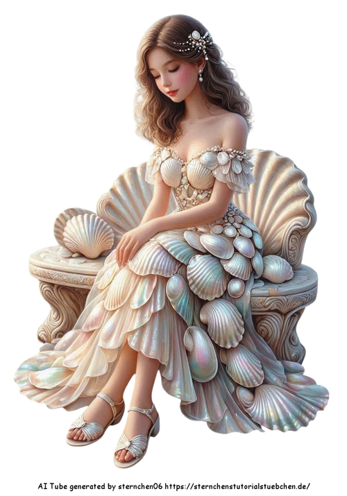 airbrush style einer jungen frau in einem muschelkleid mit p (4)