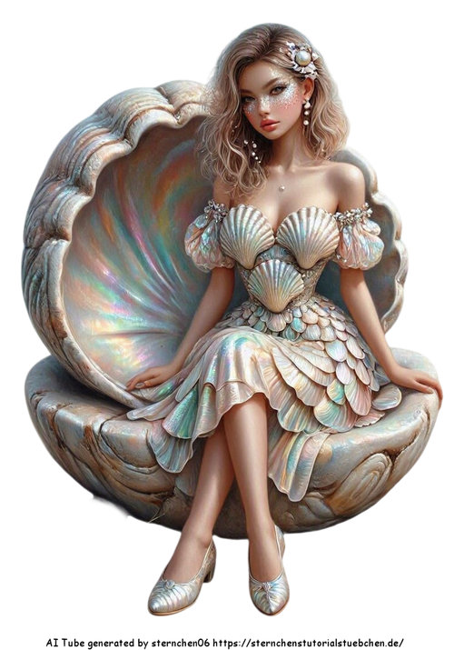 airbrush style einer jungen frau in einem muschelkleid mit p (5)