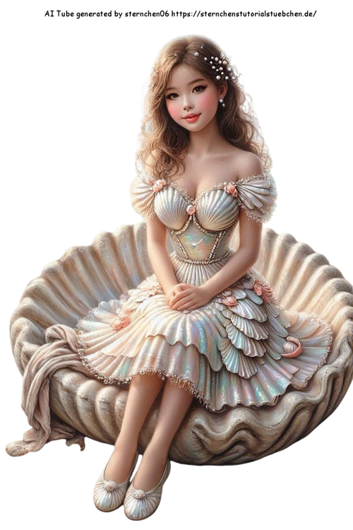 airbrush style einer jungen frau in einem muschelkleid mit p (7)
