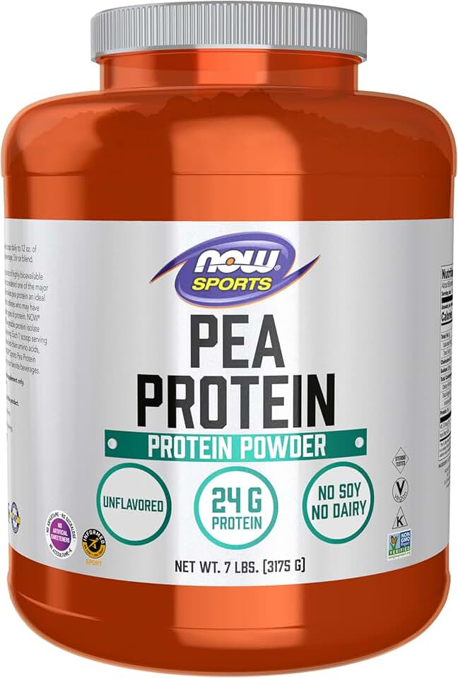 NOW Foods Sports Nutrition, Pea Protein 24 g, Fast Absorbing, Unflavored Powder, 7-Pound