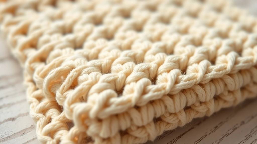 Extreme macro close-up of tight, uniform crochet stitches on a micro amigurumi project.