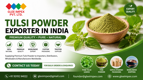 Tulsi Powder Exporter in India Premium Holy Basil Powder Manufacturer & Global Supplier GLEE IMPEX.png