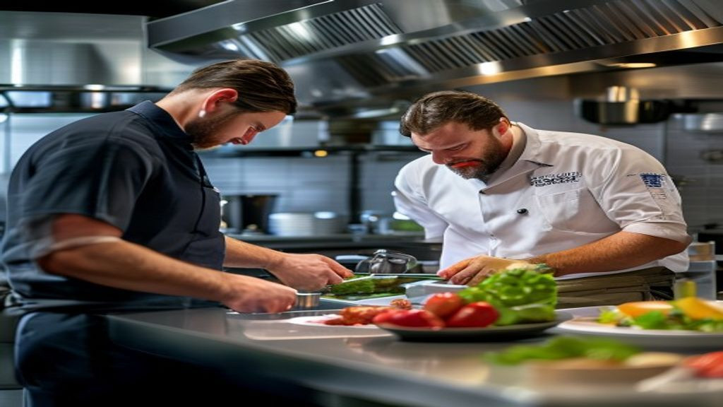 Restaurant buyer reviewing Henny Penny SCR 8 specifications with a dealer