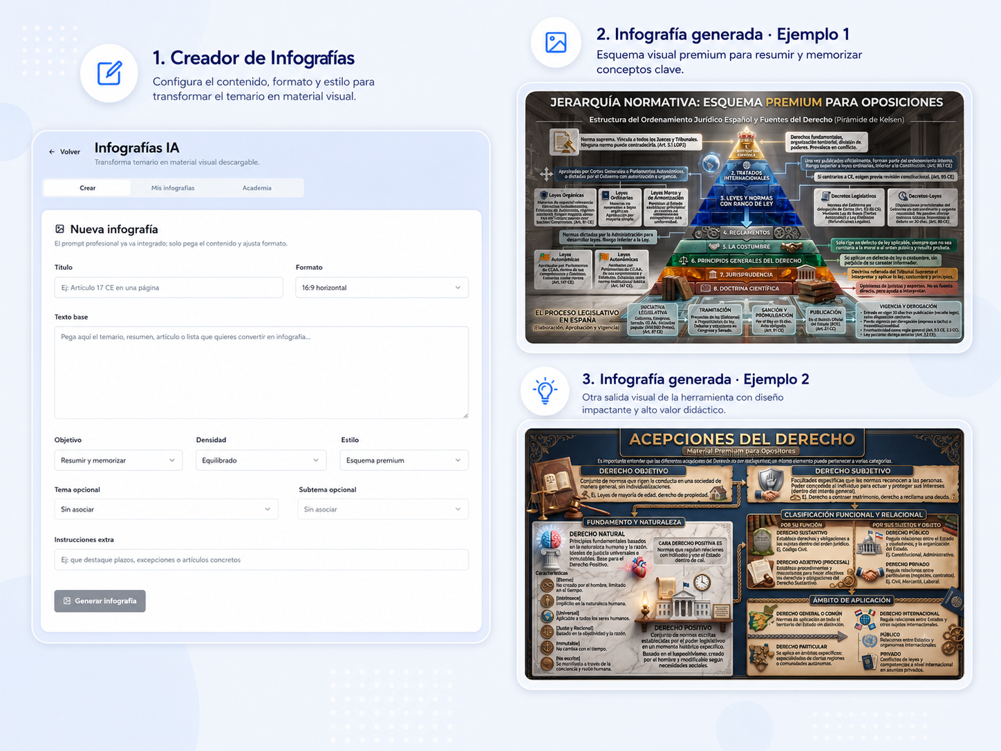 Creador de infografías y dos ejemplos generados