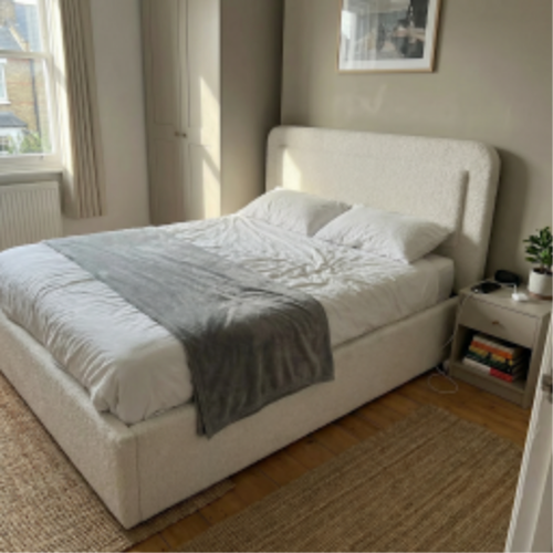 upholstered bed frame in White — Practical Without Looking It.png