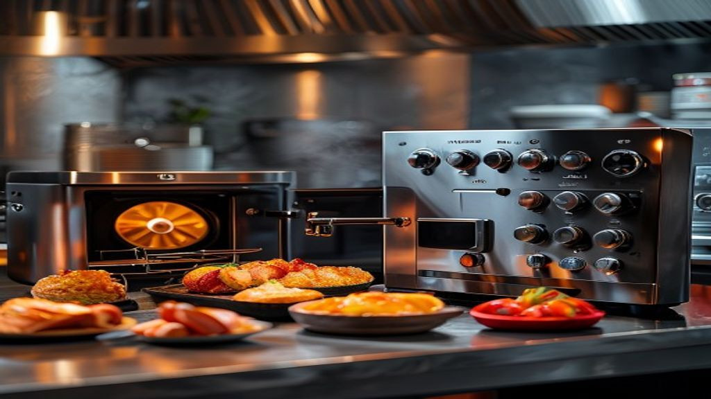 Restaurant buyer reviewing a Henny Penny pressure fryer with Computron 8000 controls