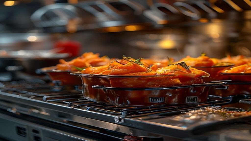 Commercial Henny Penny pressure fryer in a restaurant kitchen line