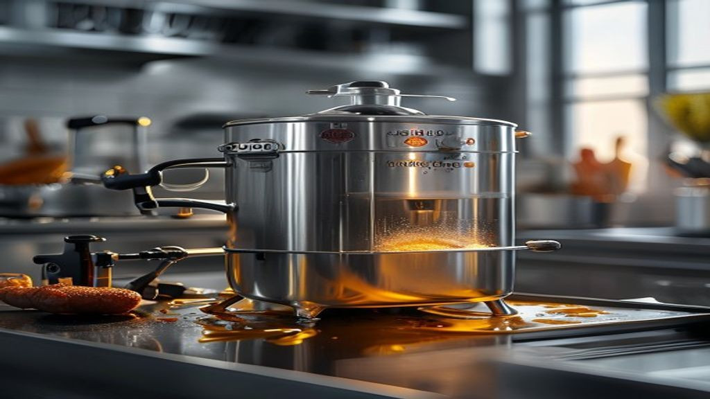 Clean commercial pressure fryer after closing with oil filtering tools nearby