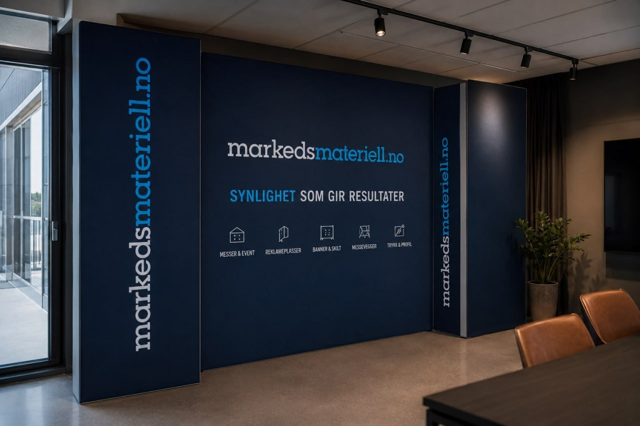 Modulær messevegg — lett a skalere opp og ned, og enkel å frakte i bil til alle arrangementer