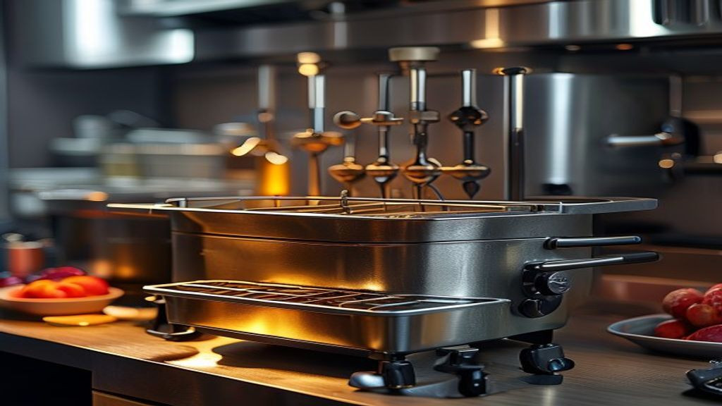 Clean Henny Penny pressure fryer with racks and oil filtration tools after closing