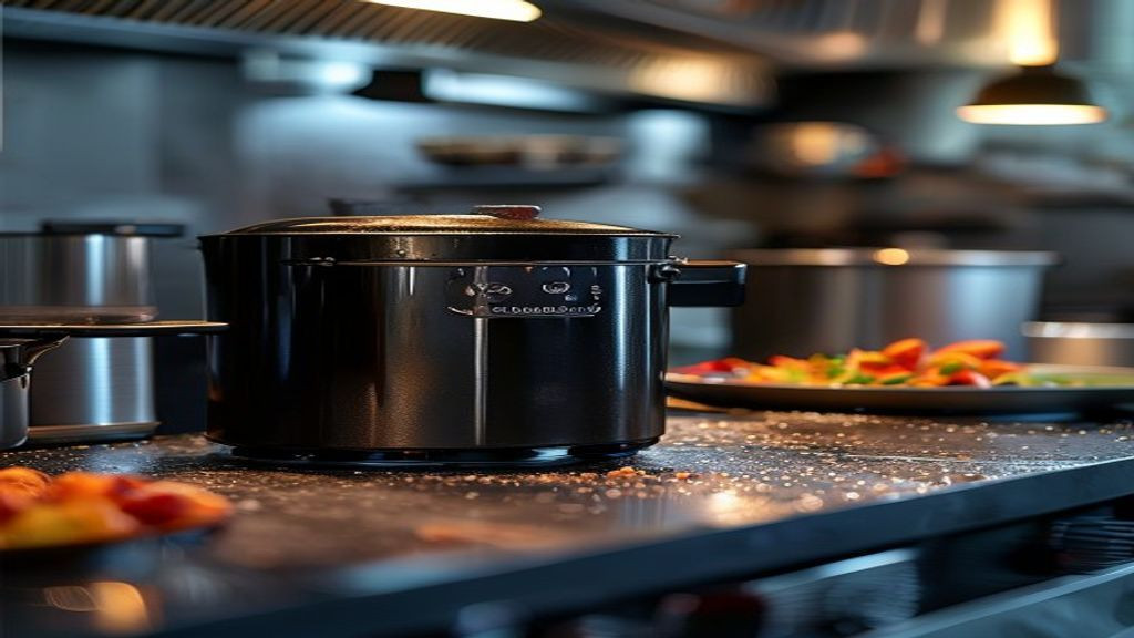 Henny Penny pressure fryer in a commercial restaurant kitchen during service
