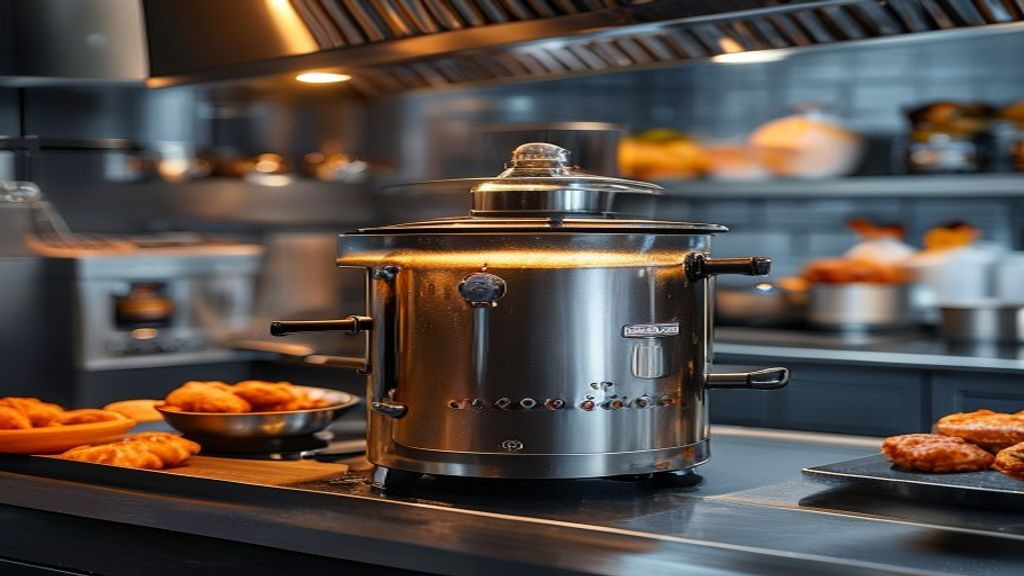 Clean commercial pressure fryer station ready for high-volume fried chicken service