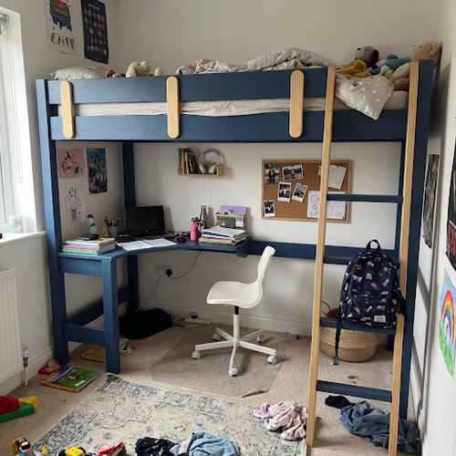 A Solid Wood Blue Single Bunk Bed for the Kids' Room.png