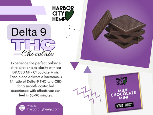 Delta 9 THC Chocolate blends rich, premium chocolate with Delta-9 THC for a delicious and discreet edible experience. It provides long-lasting effects that may promote relaxation, uplift mood, and support stress relief. Start with a low dose and consume responsibly for the best experience.

Click here for more information: https://harborcityhemp.com/product/d9cbd-milk-chocolate-minis-30mg/

Harbor City Hemp

Address: 186 Specialty Pt, Sanford, FL 32771, USA
Phone: +1-619-639-4386

Read Our Blogs:
https://tinyurl.com/2y549vc5
https://v.gd/jcaq8Z
https://is.gd/VyWX7J

More Links:
https://tinyurl.com/25cfhy98
https://v.gd/m7N3SJ
https://is.gd/qBAlBT
