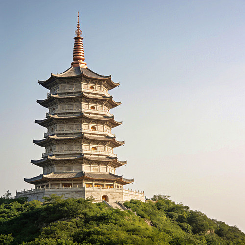 A photorealistic architectural photograph of the Medicine Buddha Ten Thousand Buddhas Pagoda, Mahabo.jpg