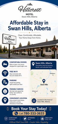 Affordable Stay in Swan Hills, Alberta Hillcrest Motel.png
