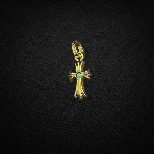 sku 052 CX100 金小十字架 单钻(绿）(约239mm).jpg