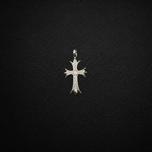 sku 040 CX087 白金大十字架 淡粉钻.jpg