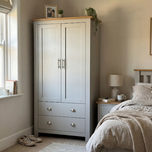 Found a practical white wardrobe with drawers for the spare room.png