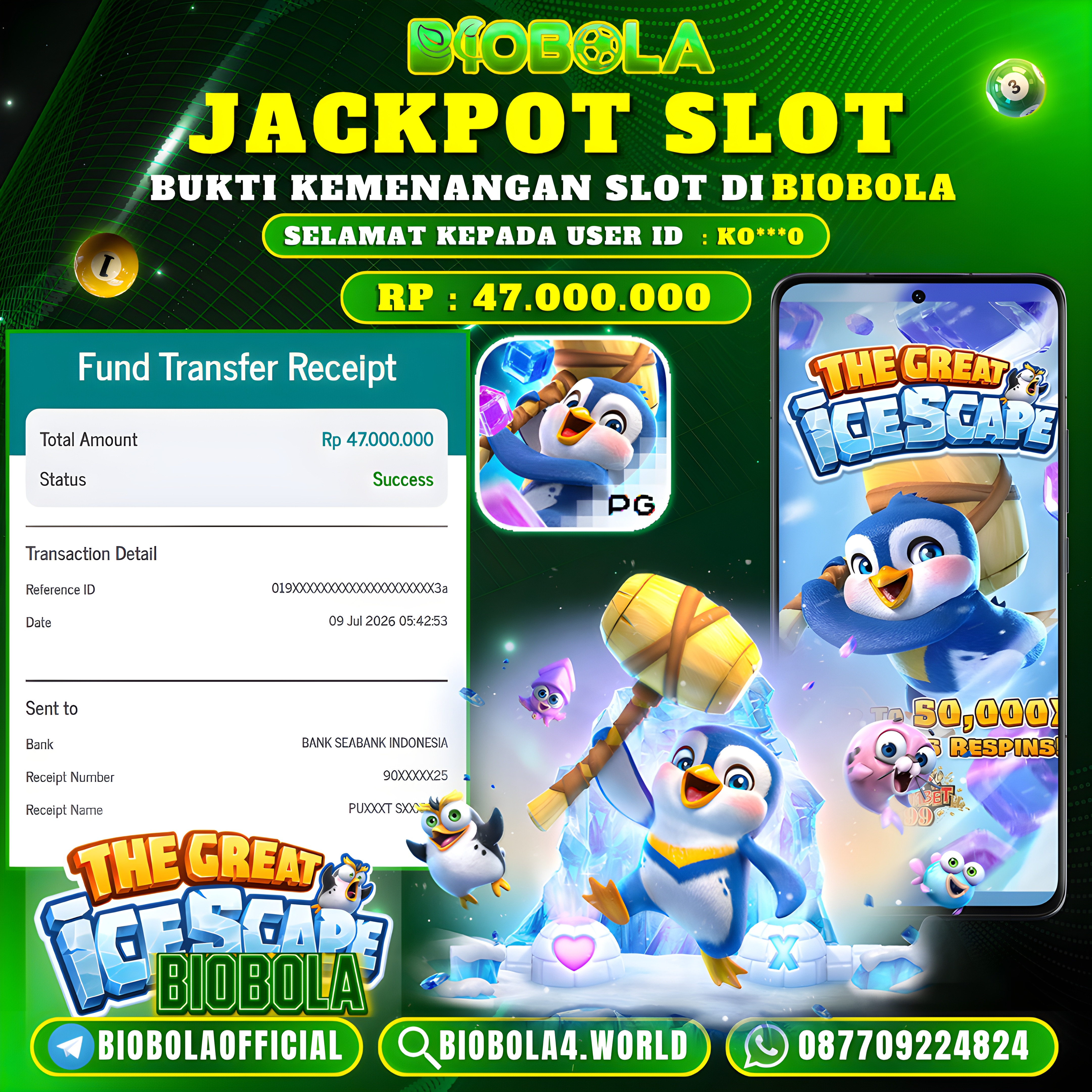 JP " The Great Icescape" PG SOFT)  47.000.000 JT BIOBOLA DI BAYAR LUNAS !!