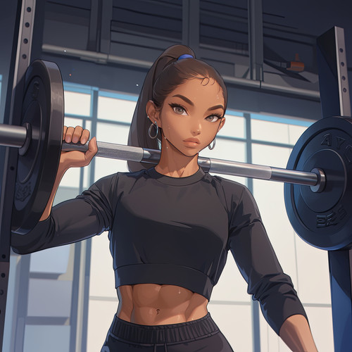 anime, black girl in a GYM --stylize 1000 --niji 6 Job ID: ef73088e-ce9b-48eb-8412-a165847485ec.jpg