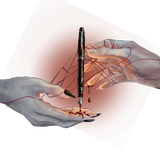 双手握笔