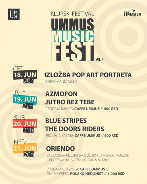 Klupski festival muzike i umetnosti u Ummusu: Evo i programa