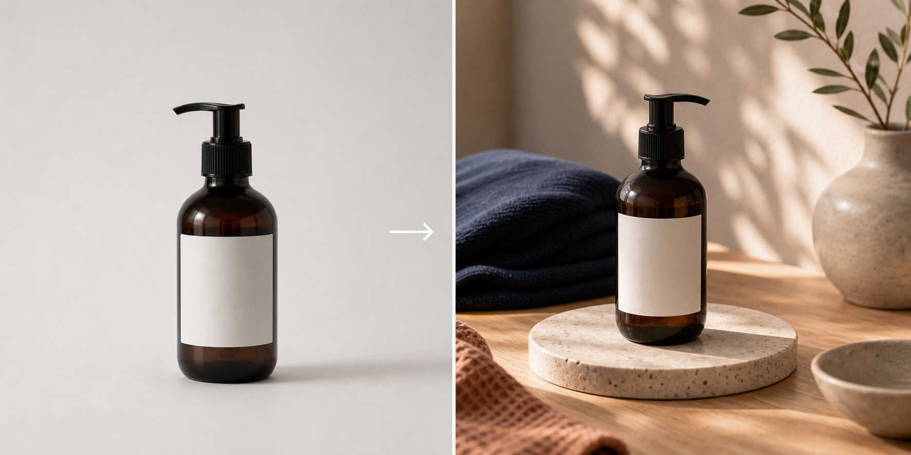 Before and after product photo transformation