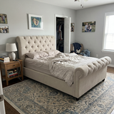 King Beige Chesterfield Ottoman Bed for Under Bed Storage