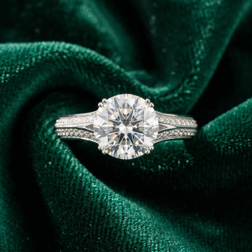 White Gold Round Cut Diamond Split Shank Engagement Ring.jpg