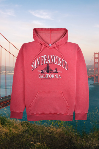 Garment Wash, Vintage San Francisco Hoodie with Golden Gate Bridge.png