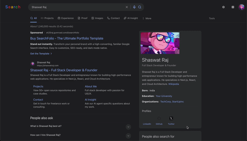 SearchFolio - The Ultimate Google-Style Portfolio Template