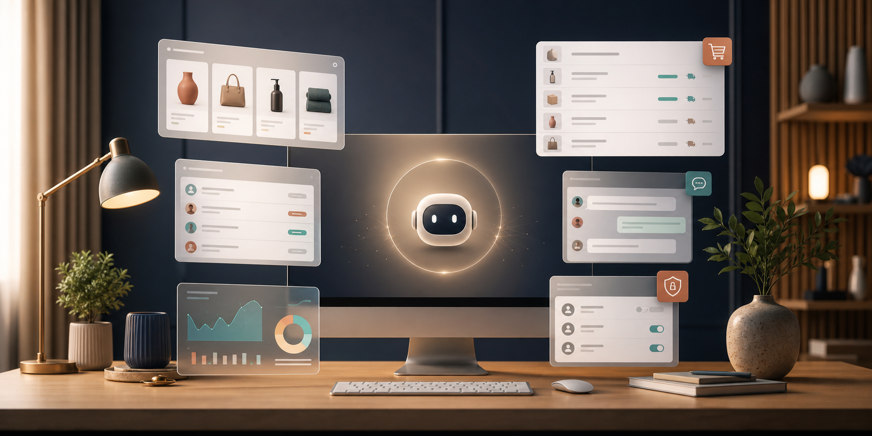 Shopify AI agent dashboard illustration
