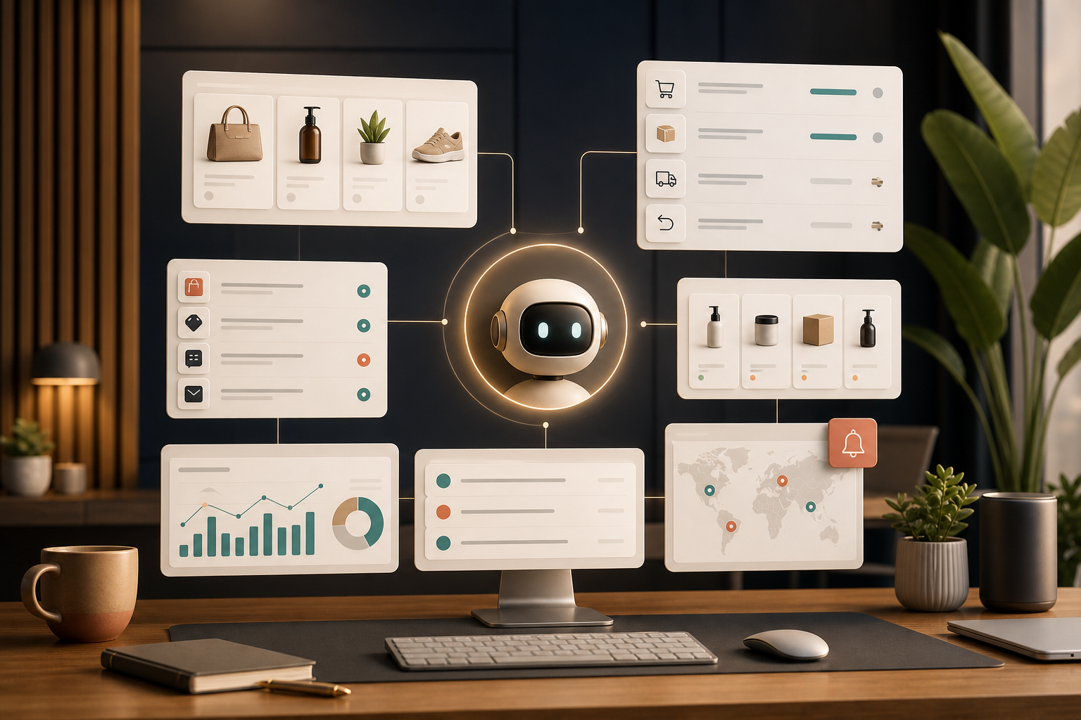 Shopify AI agent dashboard illustration