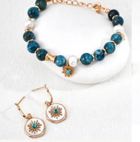 White Shell & Turquoise Sterling Silver Earrings.png