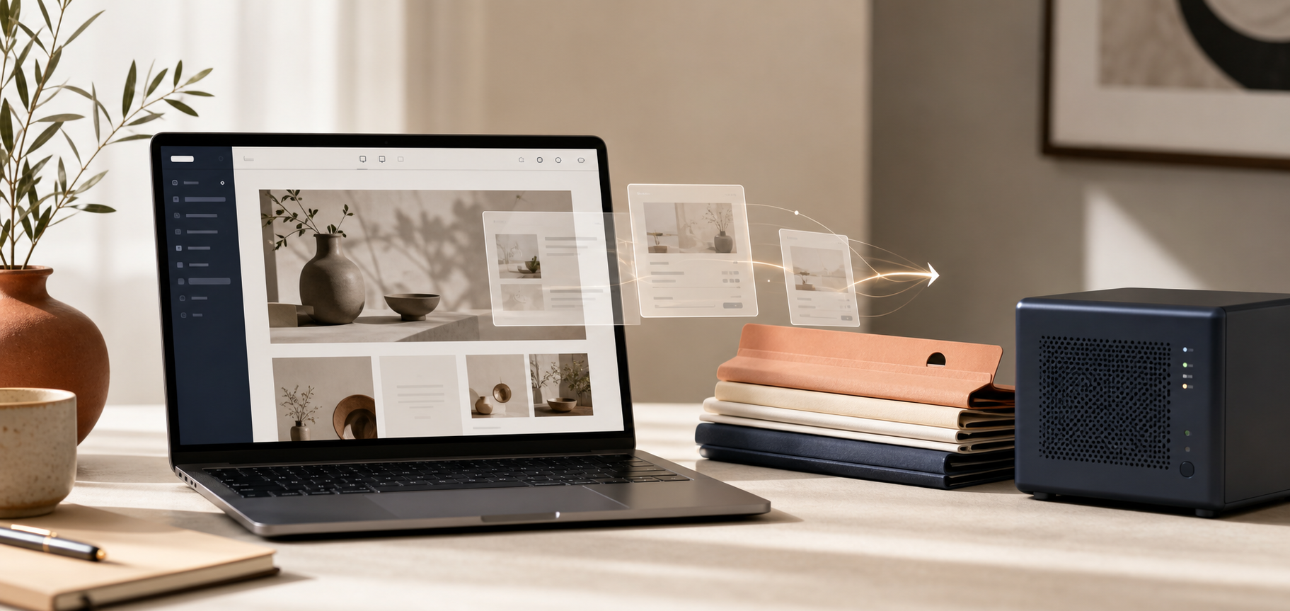 Editorial banner showing a Squarespace site exporting into static files