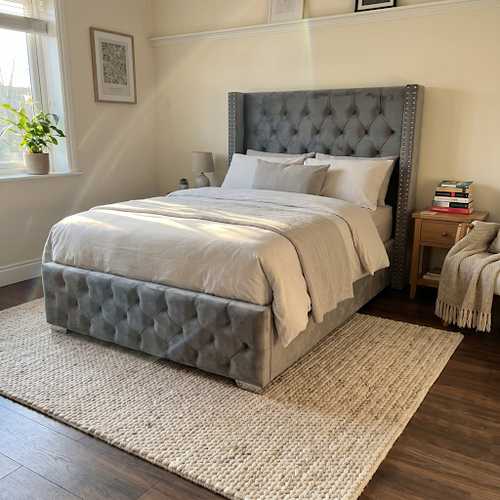 Grey King Cross Ottoman Bed with Buttoned Wingback Storage.png