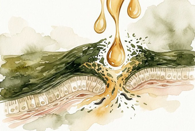 Golden thymoquinone oil breaking through the biofilm shield and clearing the parasites hiding underneath