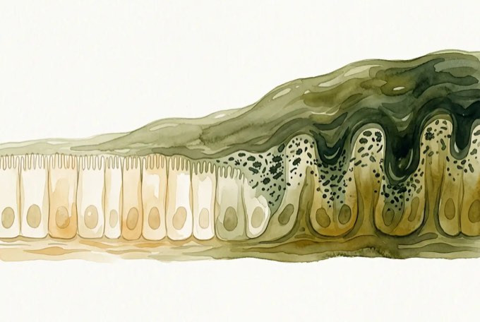 The biofilm shield thickening as organisms multiply underneath over time