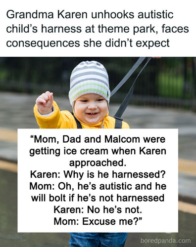 karen unhook autistic child harness sharing.jpg