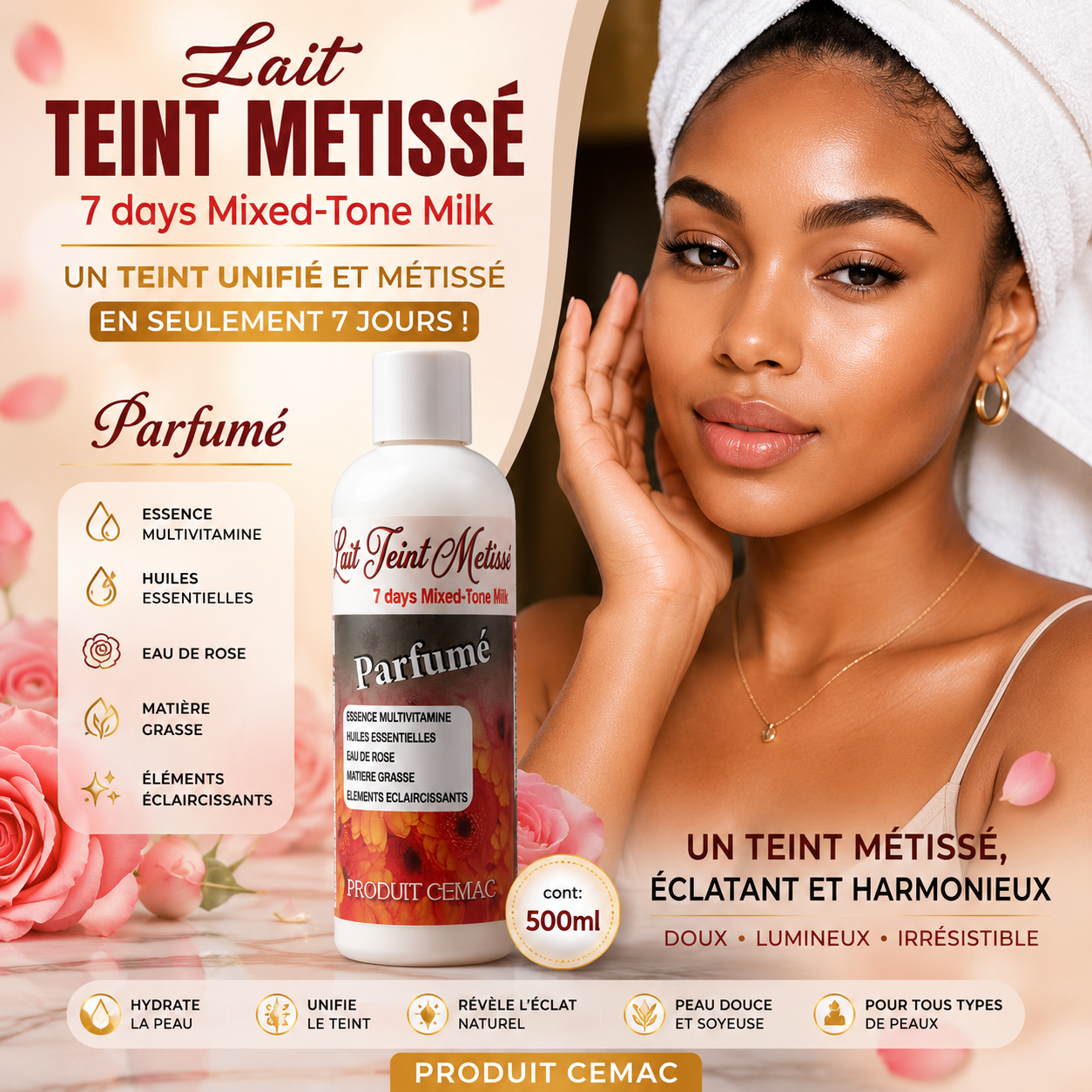 Lait Teint Métissé 7 Jours Parfumé – 500 ml