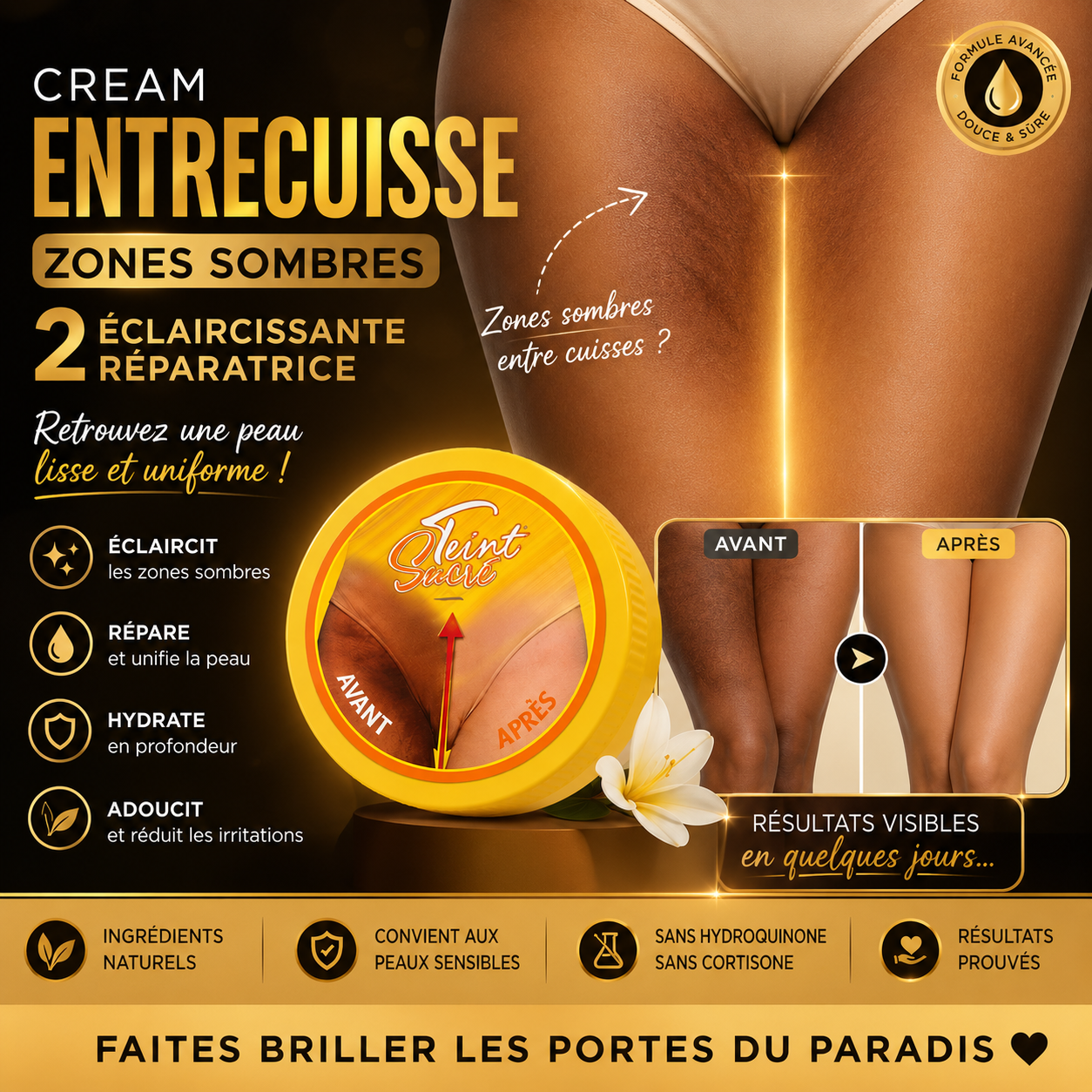 Cream Entrecuisse Zones Sombres – Éclaircissante & Réparatrice