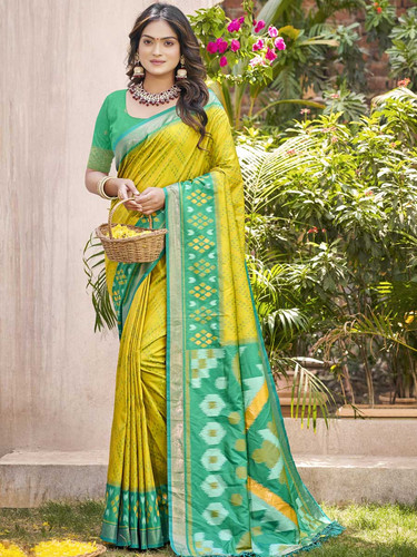 Lemon Color Pochampalli Silk Saree1.jpg
