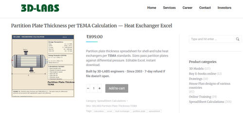 Partition Plate Thickness per TEMA Calculation — Heat Exchanger Excel.png