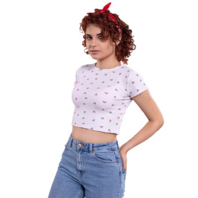 Printed White Crop Top - $3.jpg