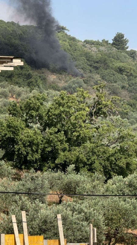 اندلاع حريق في مستوطنة بيت شيمش غرب القدس بعد سقوط شظايا صاروخية إيرانية....