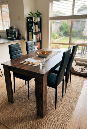 Dining table and 4 chairs from DHS for compact rustic dining.png